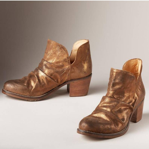 SUNDANCE SLOUCHY VINTAGE STYLE ANKLE BOOTS BOHO GOLD BRONZE WOMEN SIZE 7.5-8 - Picture 10 of 10